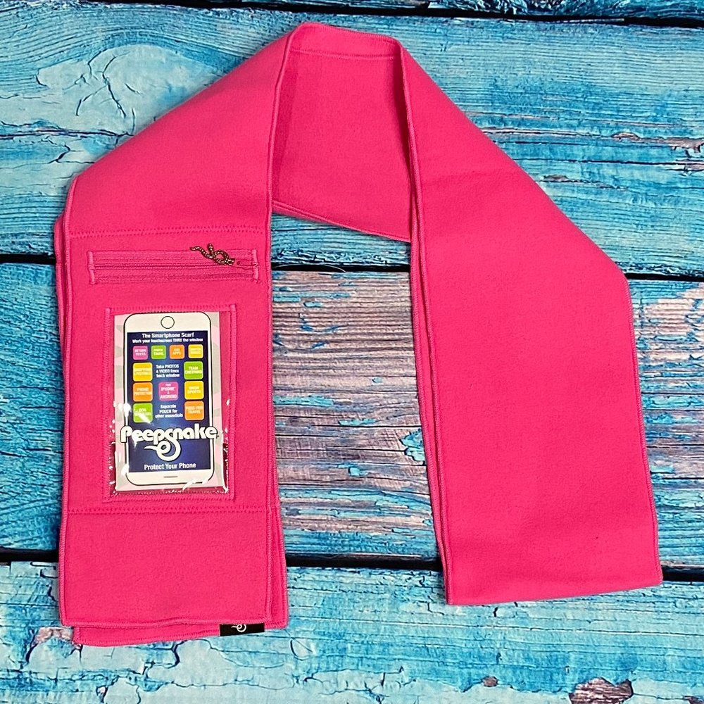 Peepsnake Smartphone Scarf with Camera Window & Zippered Pocket Pink